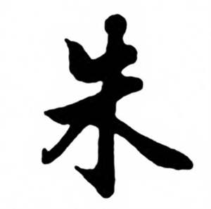 任政兰斋宋词行书帖中朱的写法