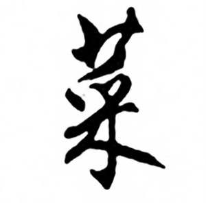 任政兰斋宋词行书帖中菜的写法