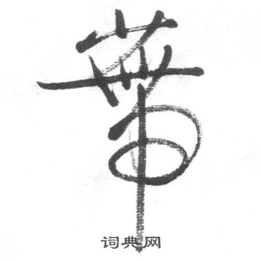 启功临八大山人荷上花歌帖中蒂的写法