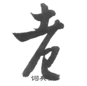 启功临八大山人荷上花歌帖中老的写法