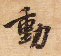 不詳行書動字書法寫法