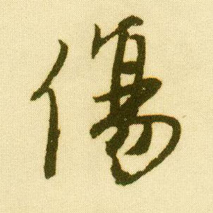 唐寅行書傷字書法寫法